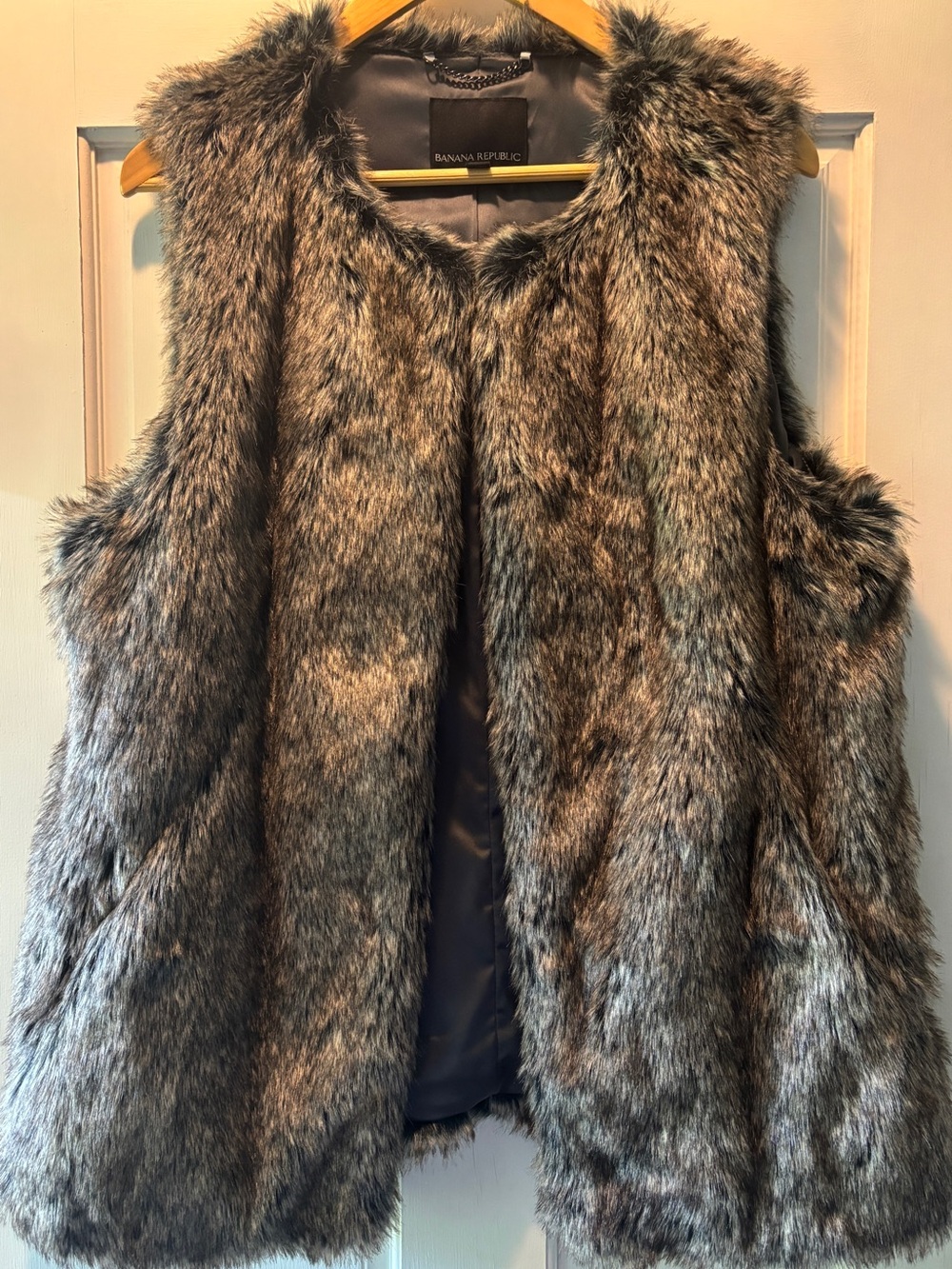 Banana Republic Faux Fur Vest in Brown and Gray